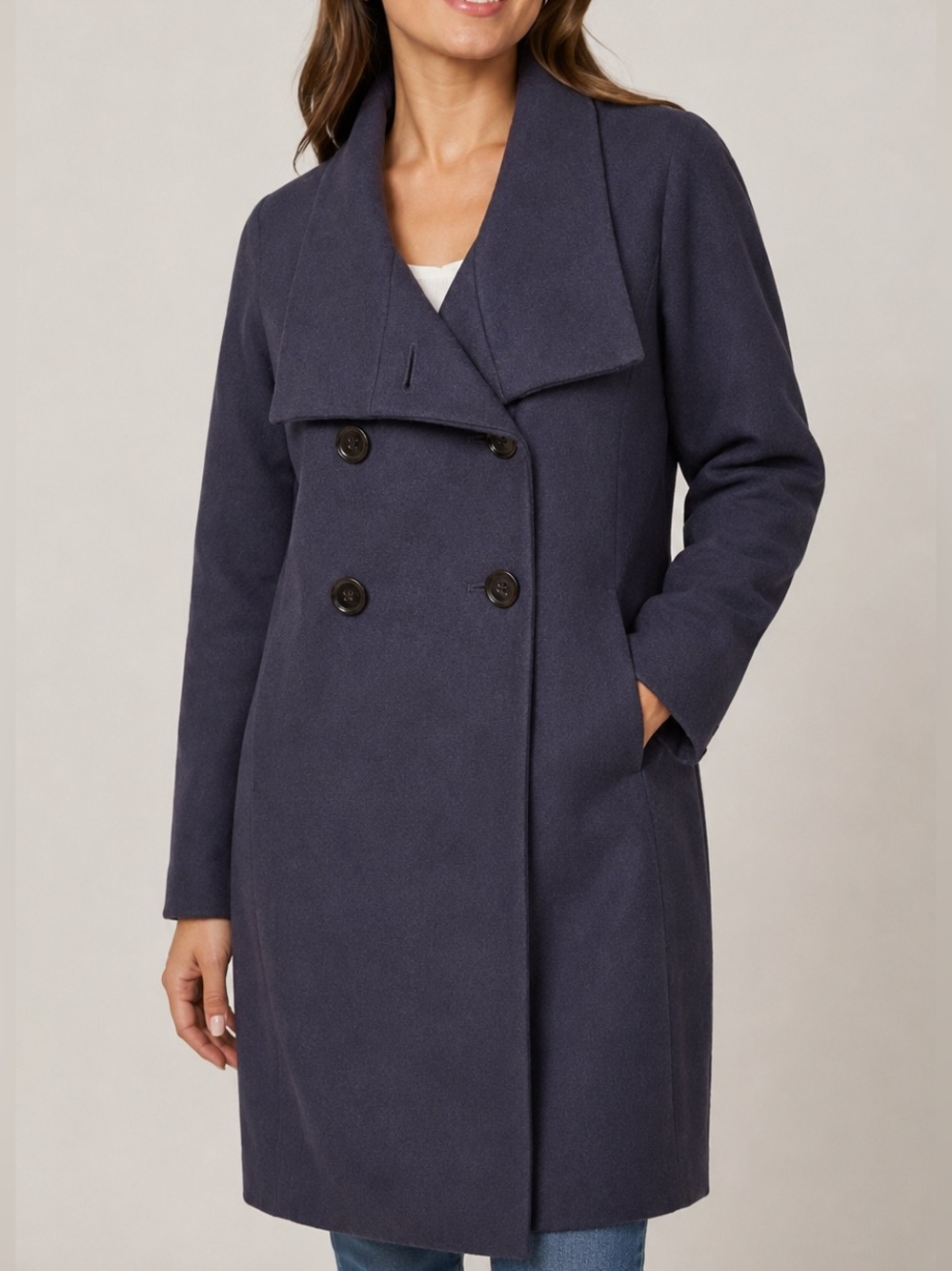 J.Crew Women’s Size 6 Purple Gray Wool Blend Double Breasted Peacoat Jacket Coat